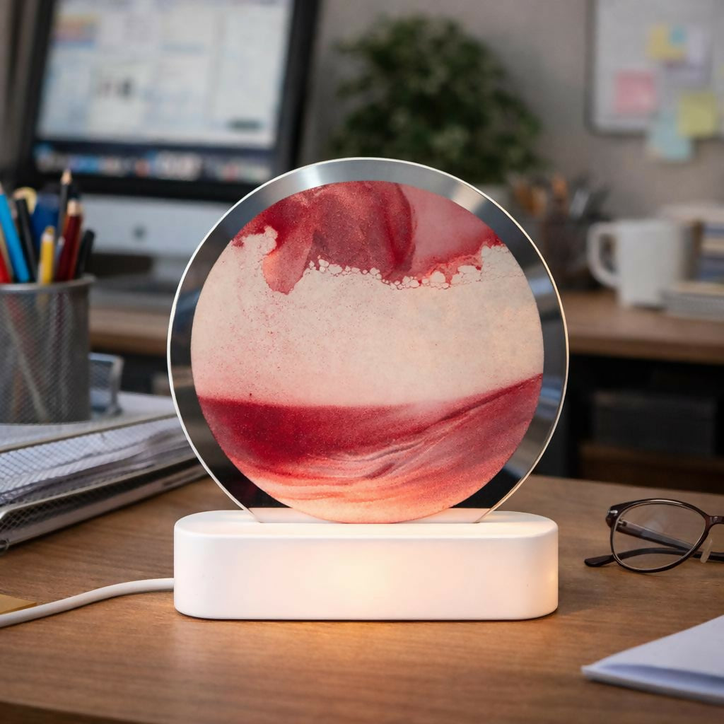 LED Round Static Red Sand Art Lamp | Ambient Decorative Night Light Home DÃ©cor