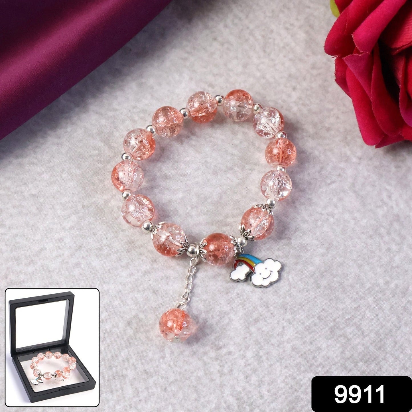 Elegant Crystal Beaded Charm Bracelet