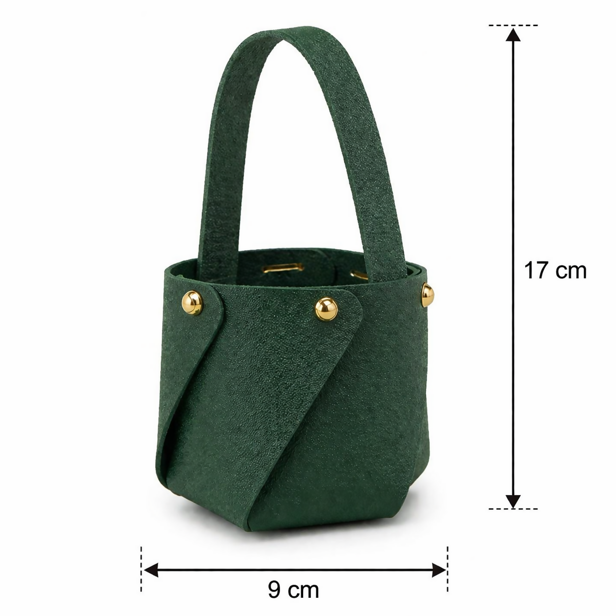 Green Mini Bucket Style Handbag with Handle and Stud Detail