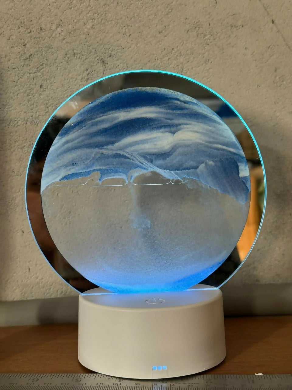 Blue Round Moving Sand Art LED Lamp Decorative Desk Night Light