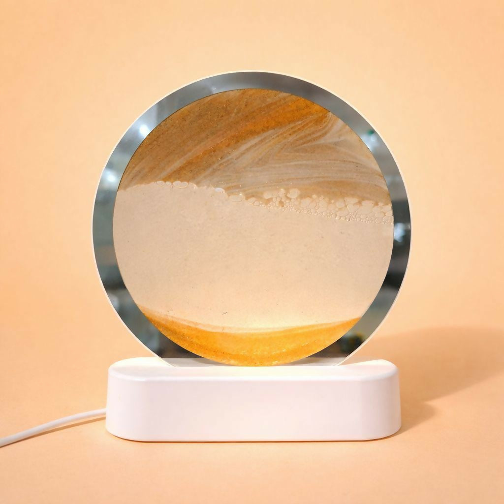 LED Round Static Orange Sand Art Lamp | Ambient Decorative Night Light Home DÃ©cor