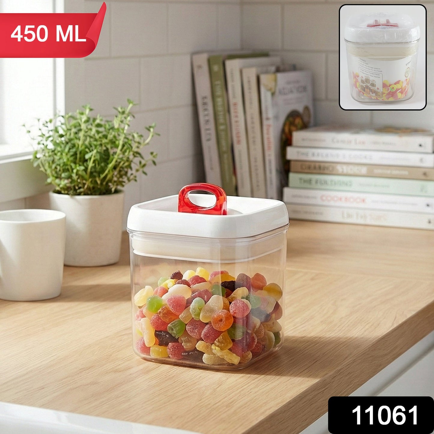 Airtight Storage Container with Red Lid (1 Pc)
