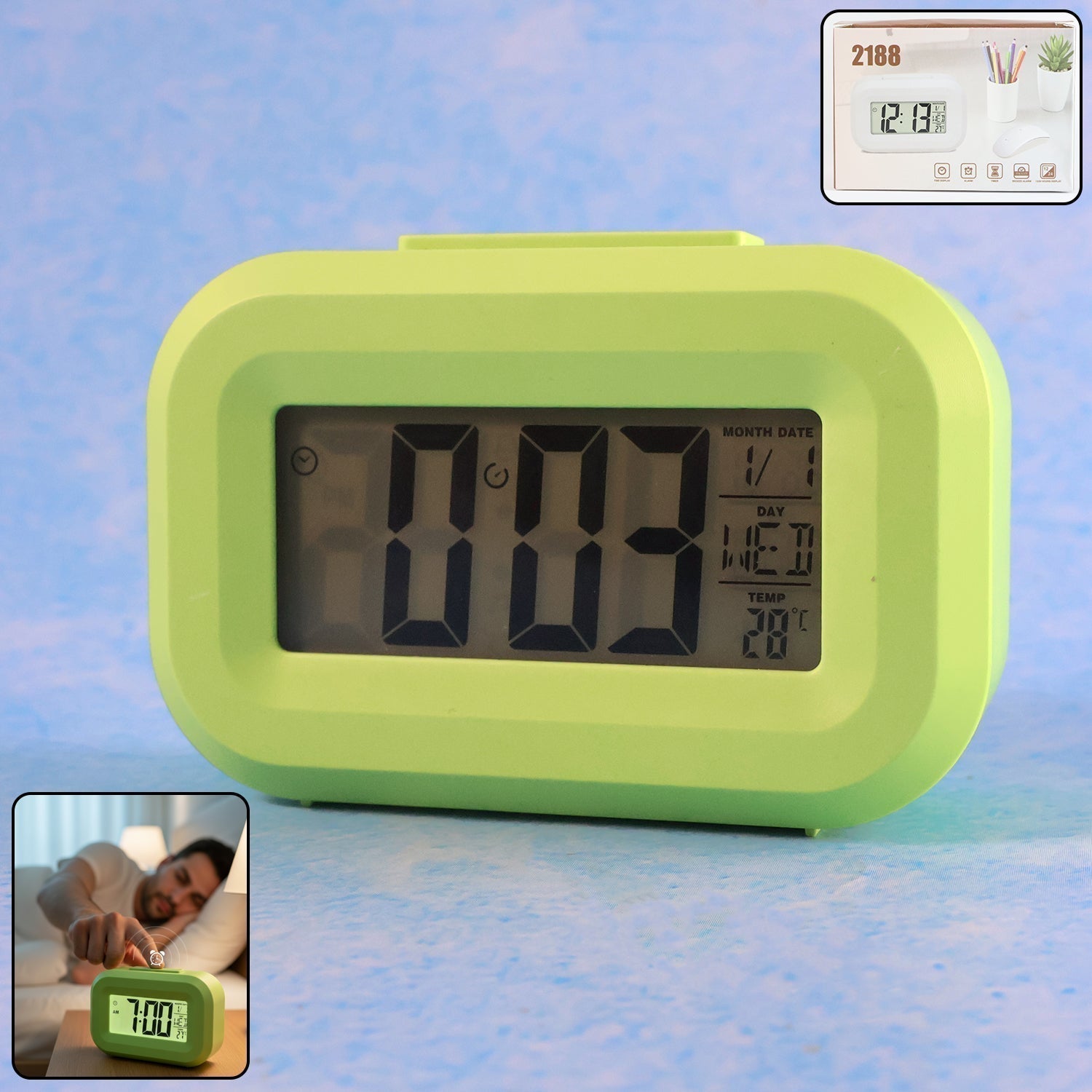 Digital Alarm Clock with Clear Display (1 Pc)