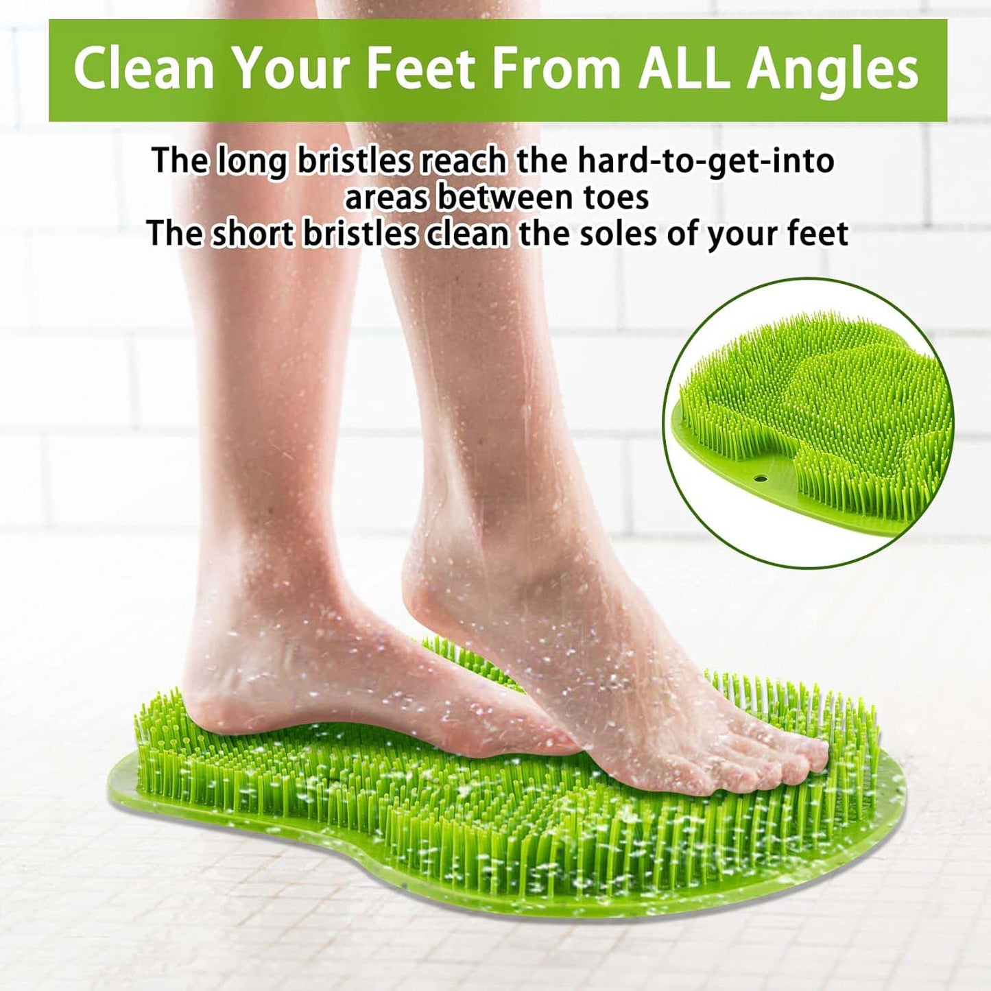 Green Silicone Bath Massage Cushion â€“ Suction Cup Exfoliating Foot Scrubber & Mat