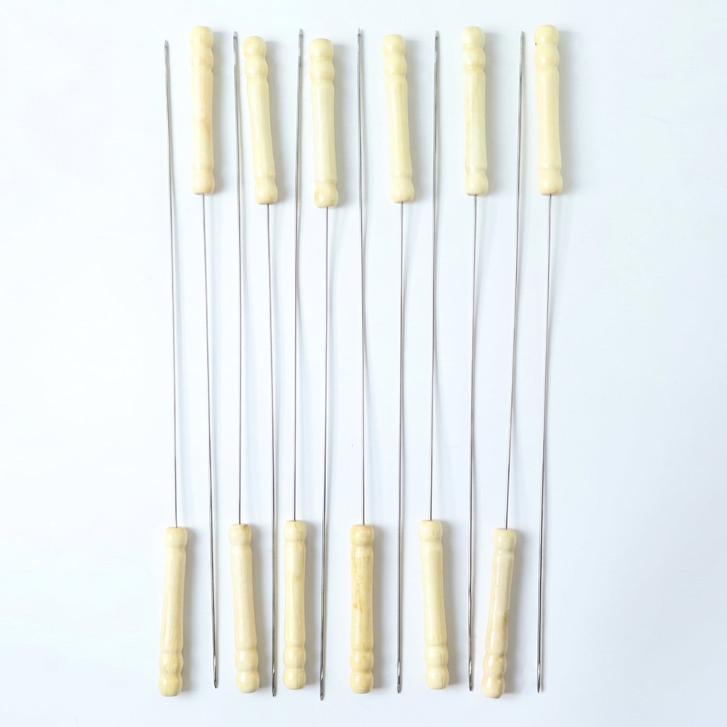 Stainless Steel BBQ Skewers with Wooden Handle (12 Pc)