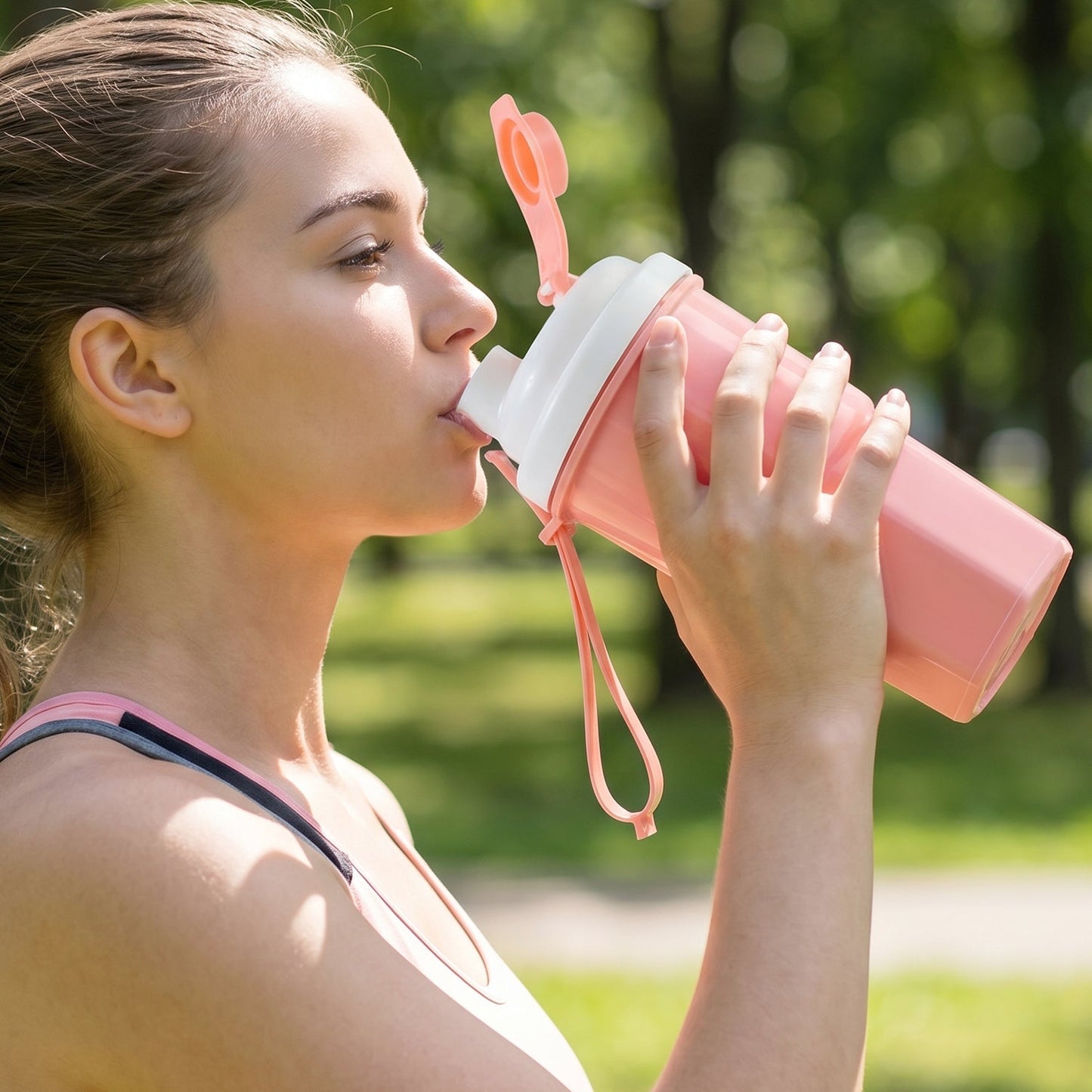 Multipurpose Protein Tumbler with Secure Flip Lid (400ML Approx)