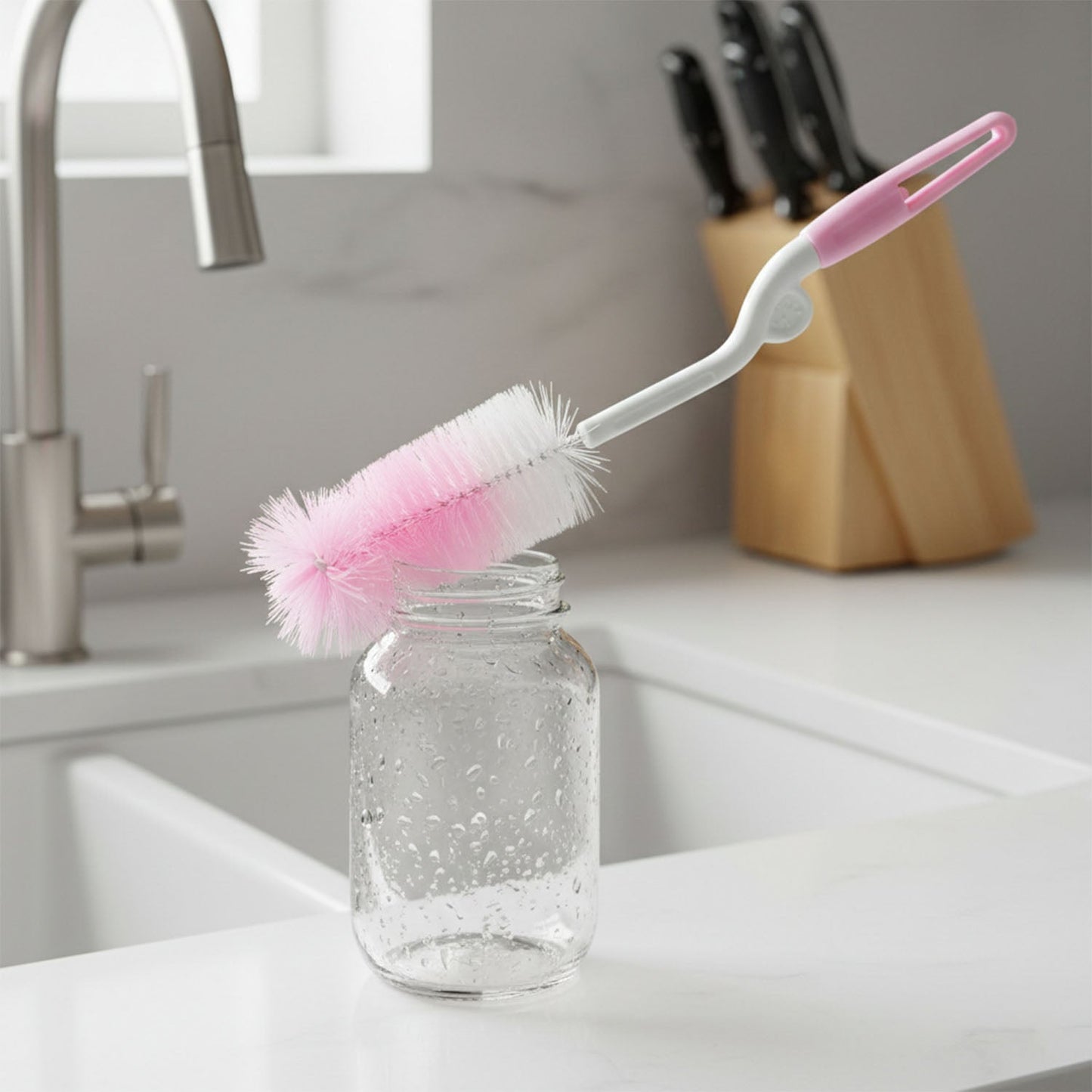 Bottle & Nipple Cleaning Brush with 360Â° Rotary Handle (1 Pc)
