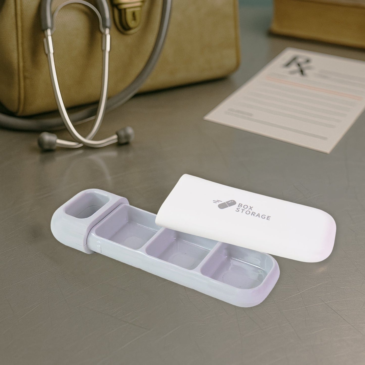 Portable 1 Pc Pill Storage Box with 3 Compartments