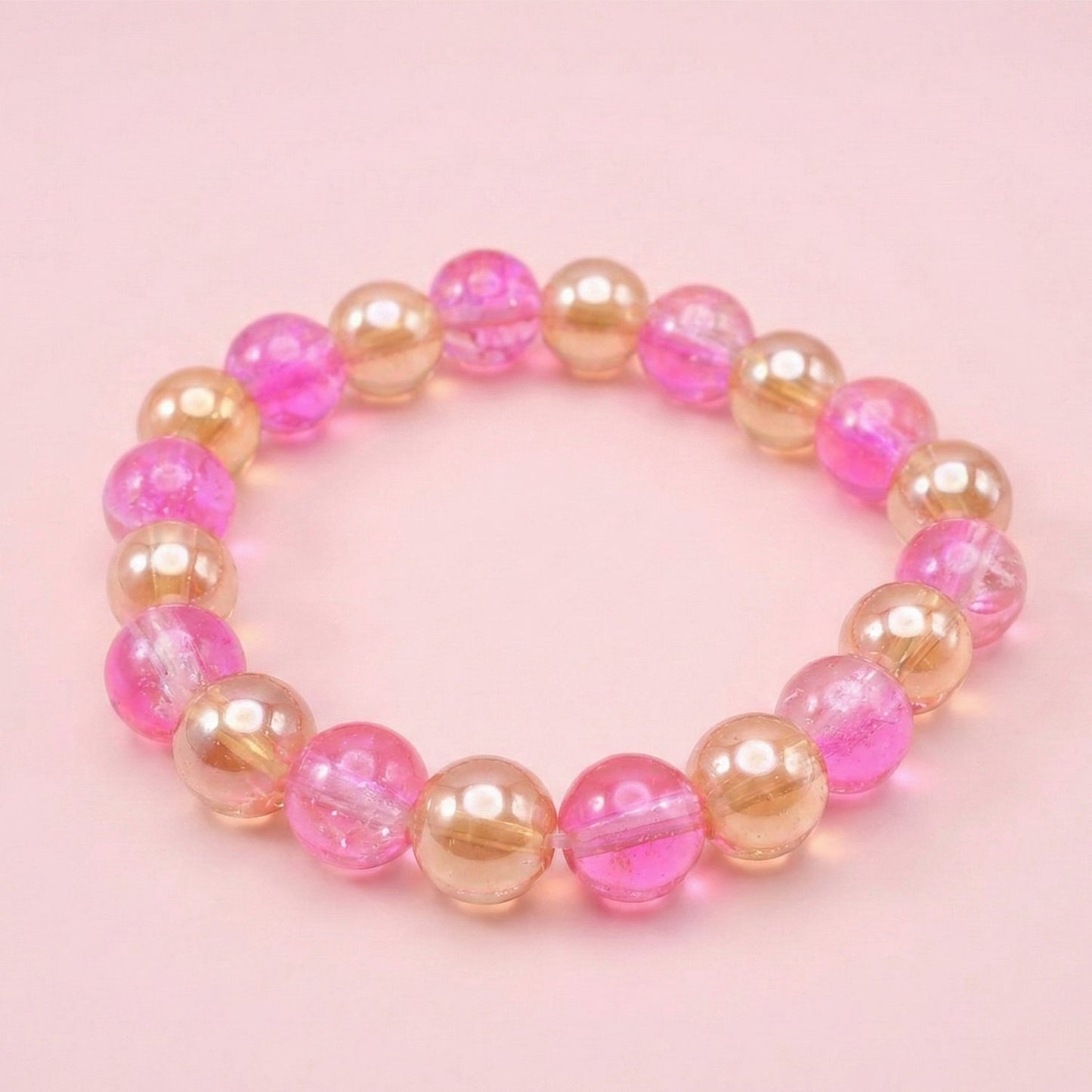 Elegant Dual-Tone Crystal Beaded Stretch Bracelet (1 Pc)