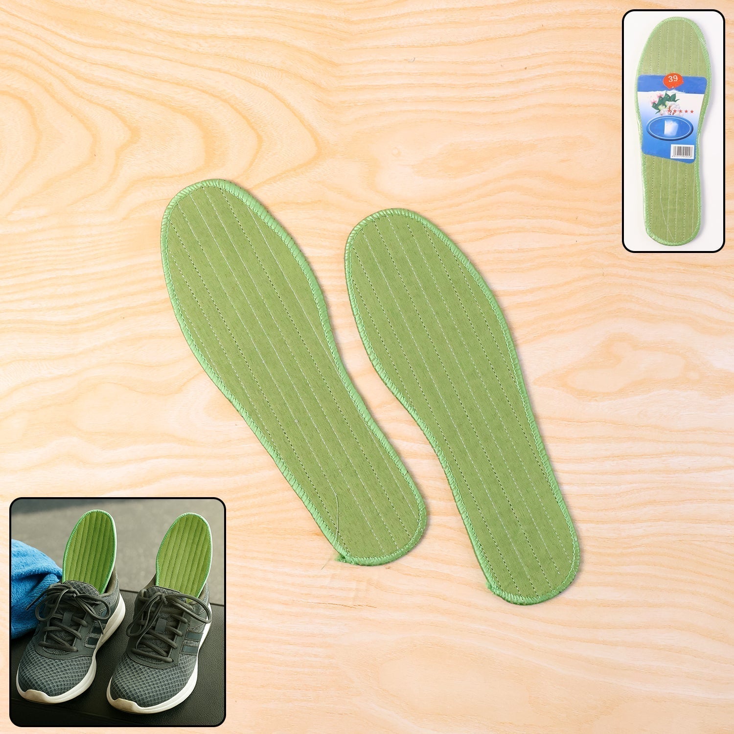 Premium Comfort Shoe Insoles for Daily Foot Support Size 39 (1 Pair / Mix Design)
