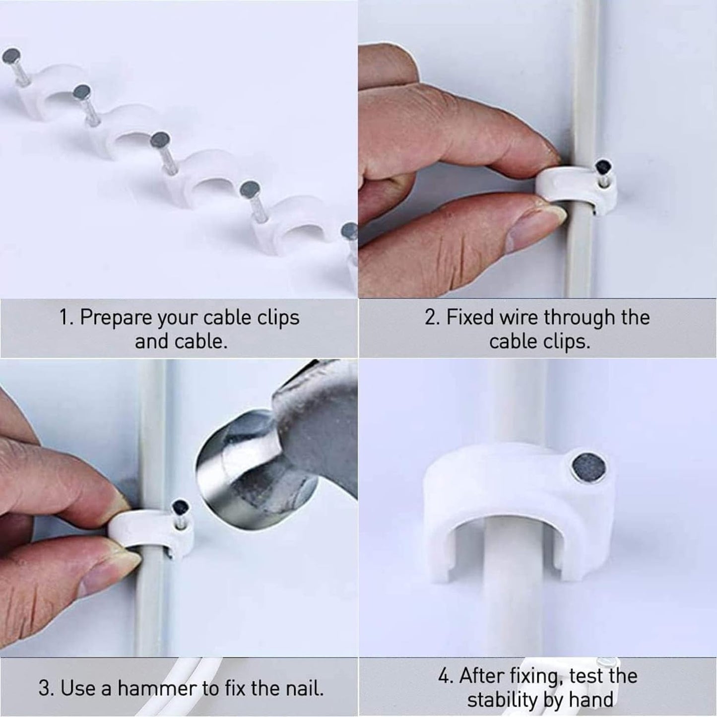 Premium Cable Management Nail Clips for Wire Organization (100 Pc / 6mm)