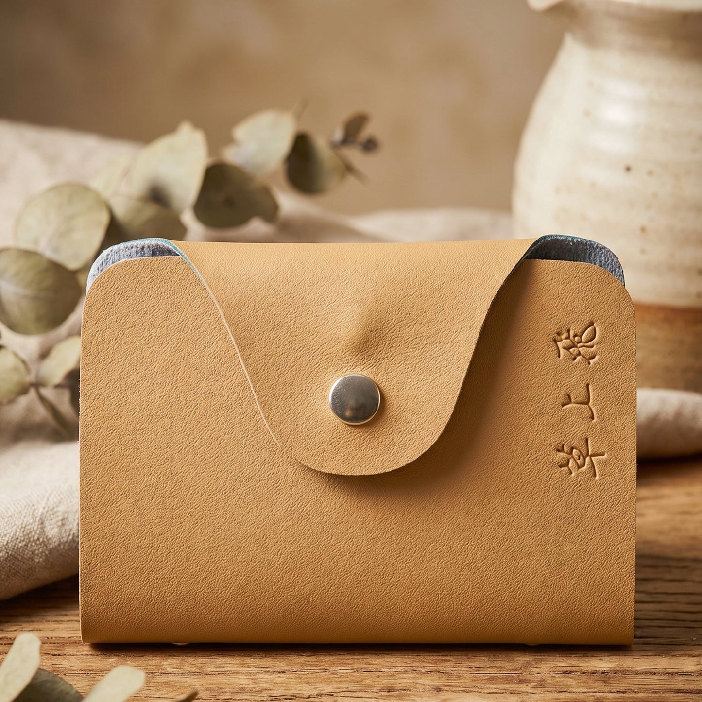 Premium Button Closure Card Holder Wallet with 10 Inner Leafes (1 Pc)