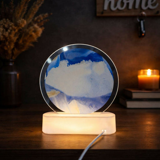 LED Round Static Blue Sand Art Lamp | Ambient Decorative Night Light Home DÃ©cor