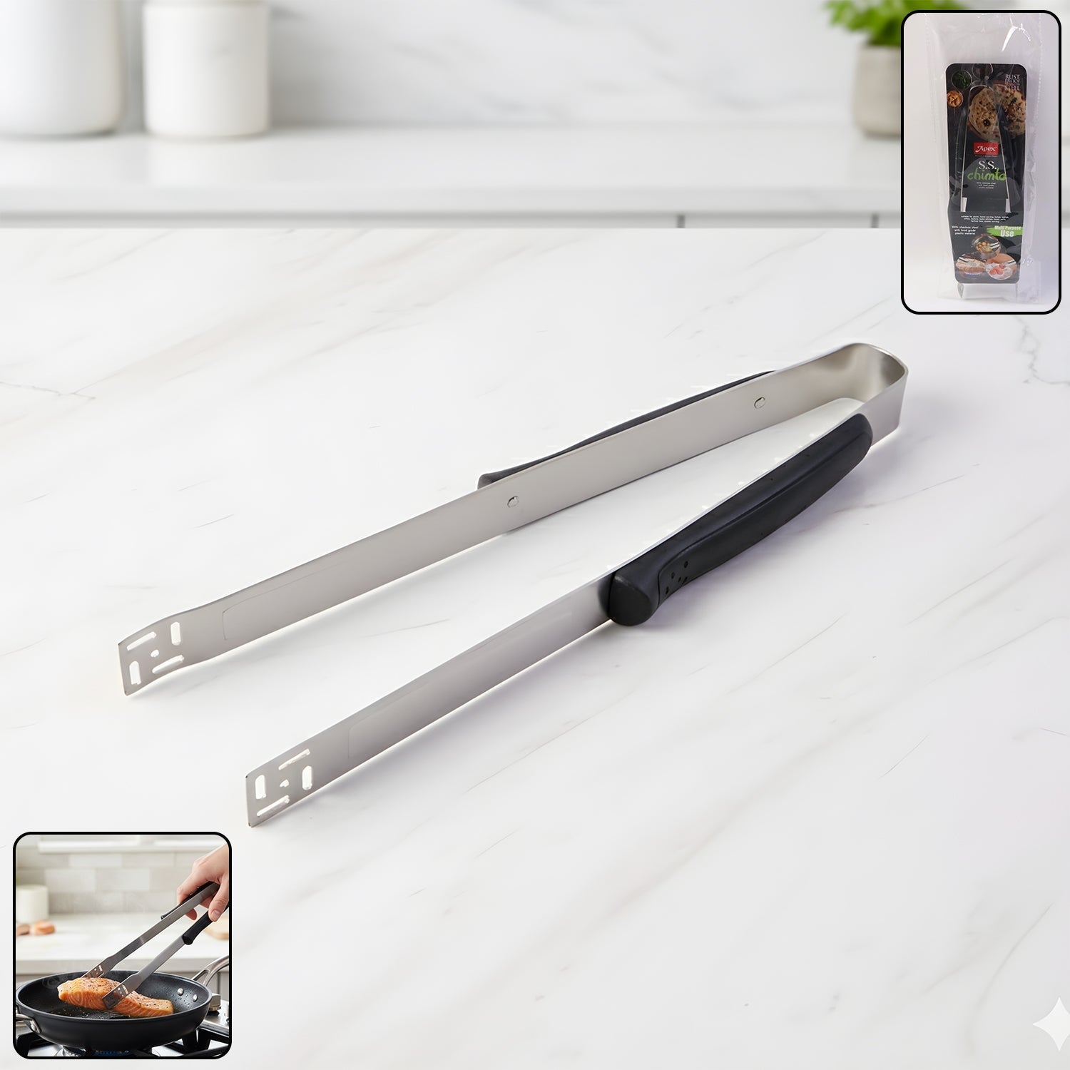 Premium Stainless Steel Chimta (1 Pc)