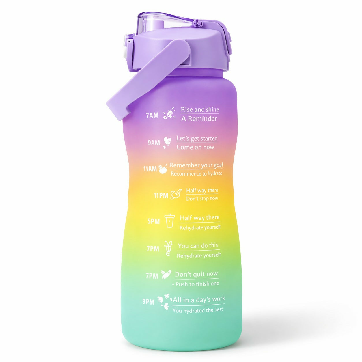 Motivational Water Bottle with Time Marker Leakproof Gym Bottle