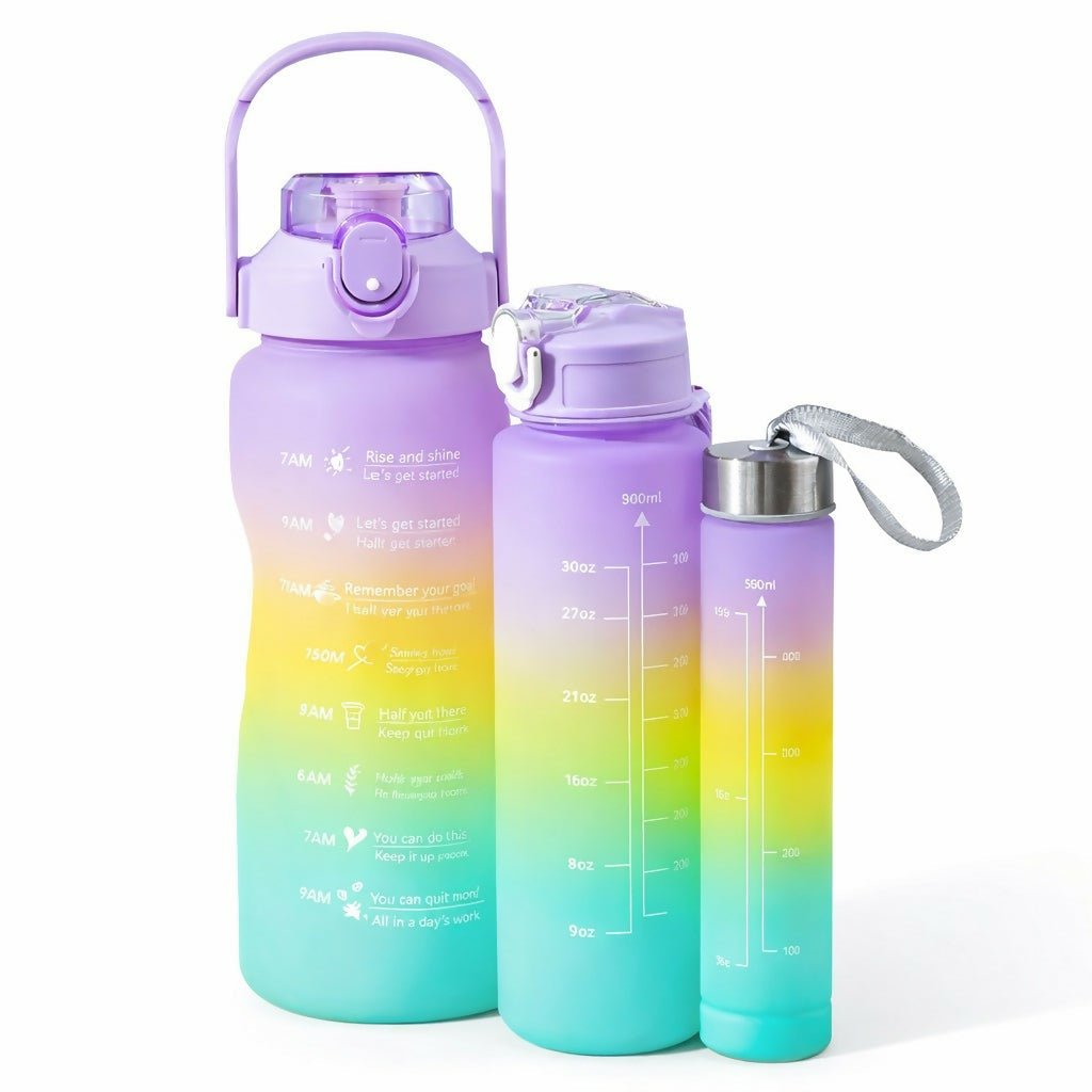 Motivational Water Bottle with Time Marker Leakproof Gym Bottle