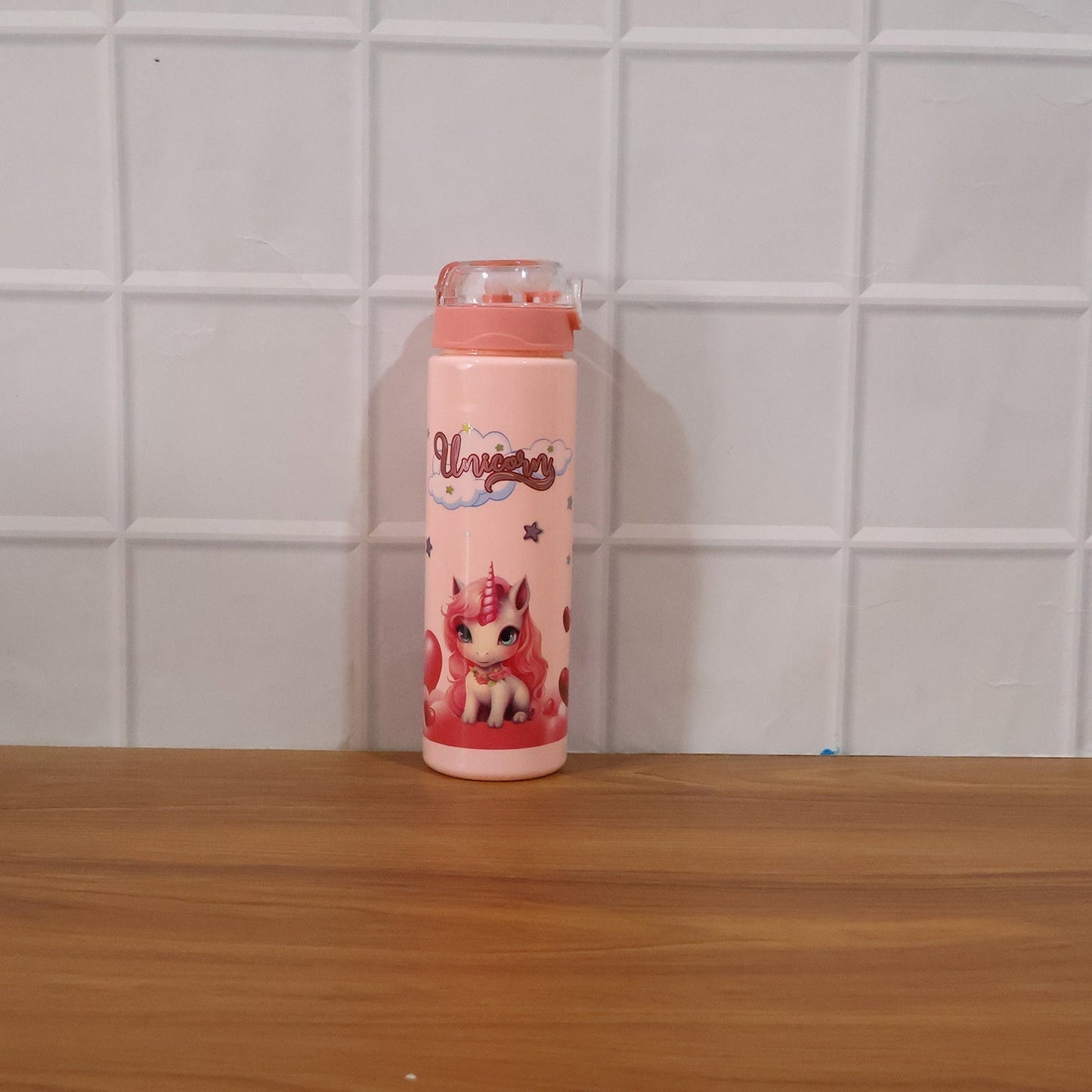 Cute Princess Printed Kids Water Bottle with Flip Top & Lid Straw