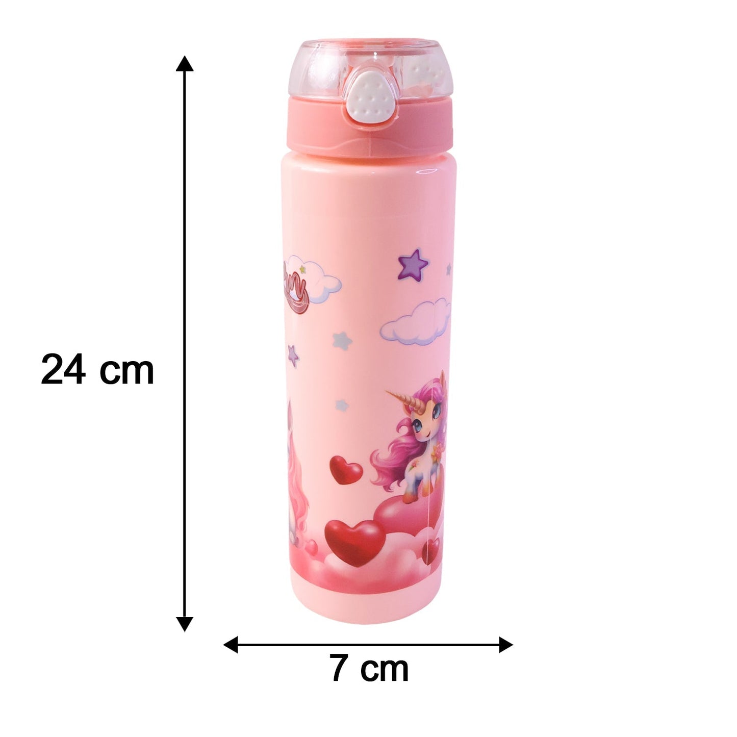 Cute Princess Printed Kids Water Bottle with Flip Top & Lid Straw
