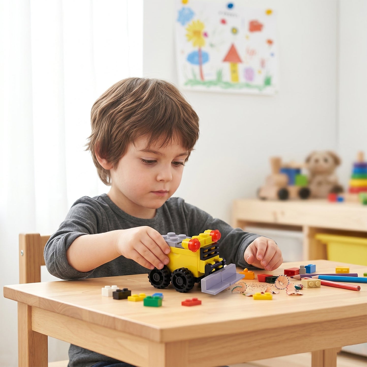 Cute Bulldozer Pencil Sharpener Toy - Fun and Interactive Desk Toy