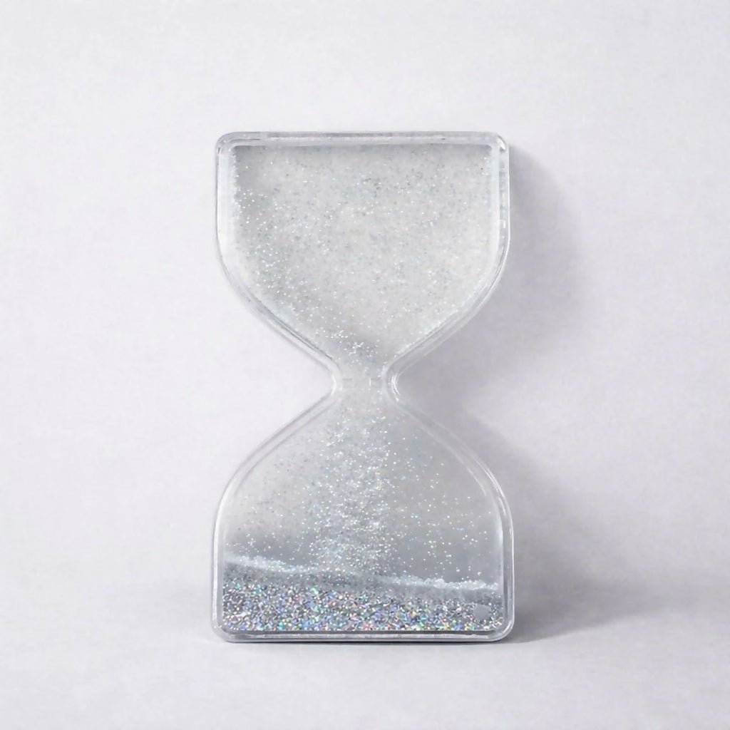 Silver Glitter Liquid Hourglass Timer Desk Toy for Kids & Adults