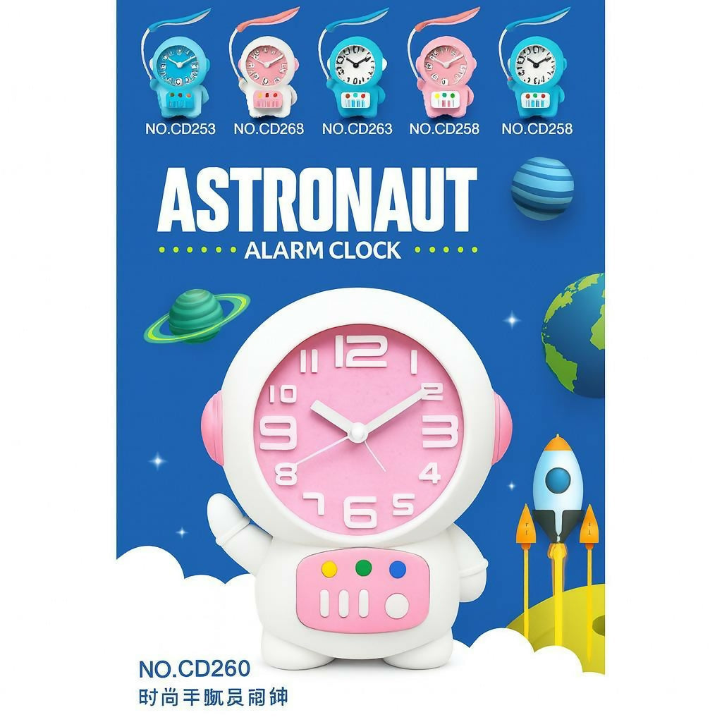 Astronaut Desk Lamp with Alarm Clock for Kids Room, Study Table & Bedside