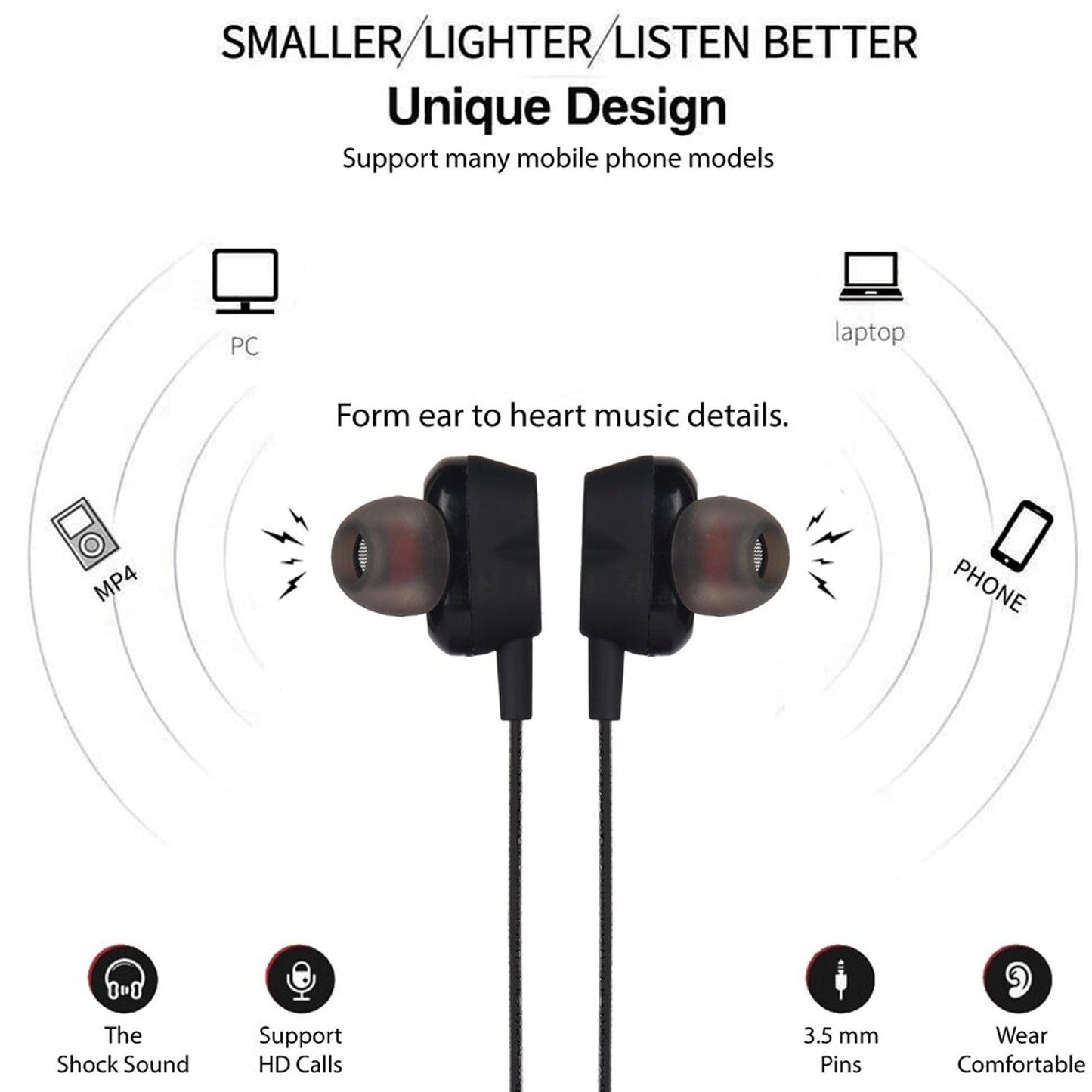 High Bass Stereo Sound Wired In Ear Earphones (1 Pc)