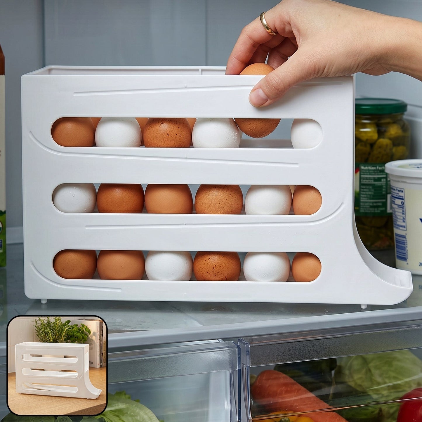 Space Saving Plastic Egg Storage Tray Organizer (1 Pc)