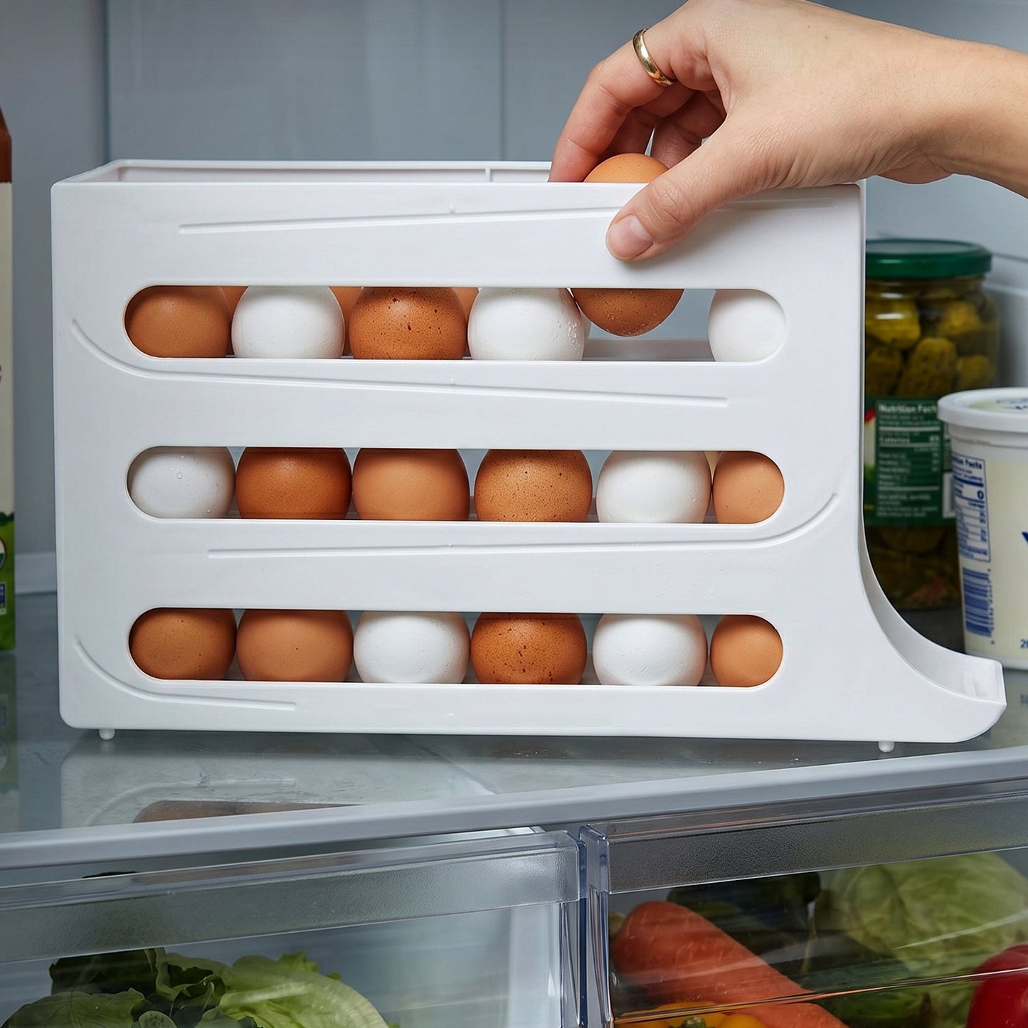 Space Saving Plastic Egg Storage Tray Organizer (1 Pc)