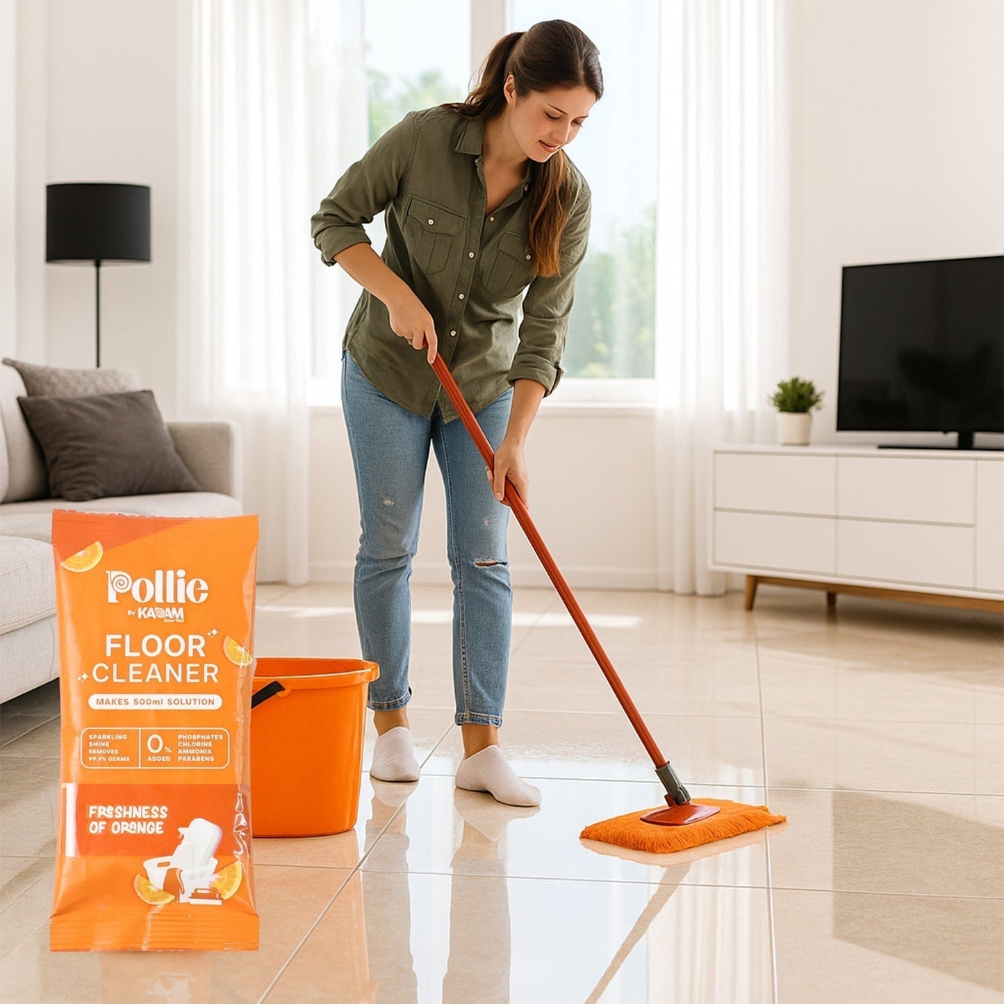 Pollic Kadam Concentrated Floor Cleaner Sachet â€“ Orange Fresh Fragrance (50 Gm)