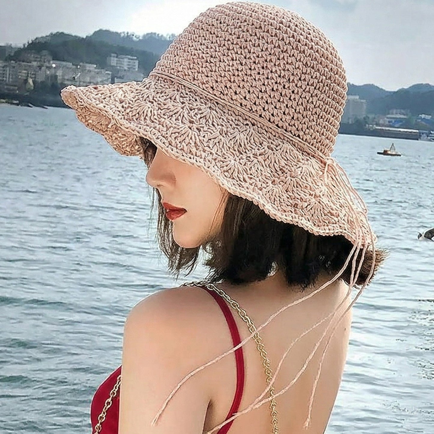 Stylish Handwoven Wide Brim Summer Sun Hat Cap (1 Pc)