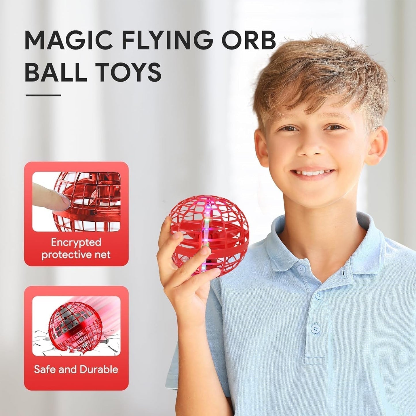 Flying Ball Toys, USB Rechargeable Built-in RGB Lights 360Â°Rotating Magic Controller