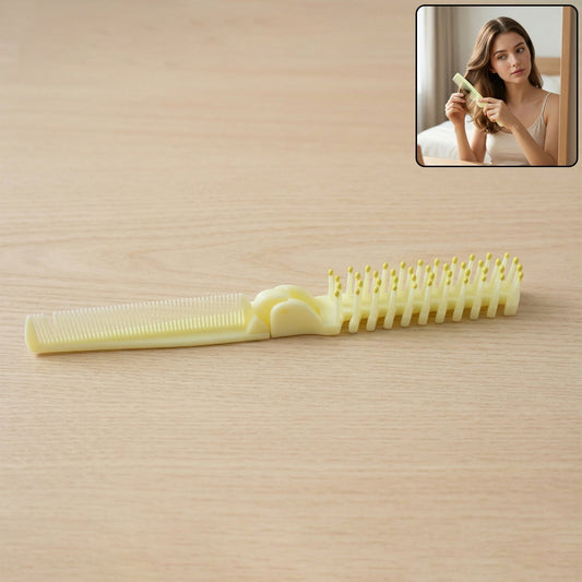 2 In 1 Foldable Hair Comb with Brush (1 Pc)