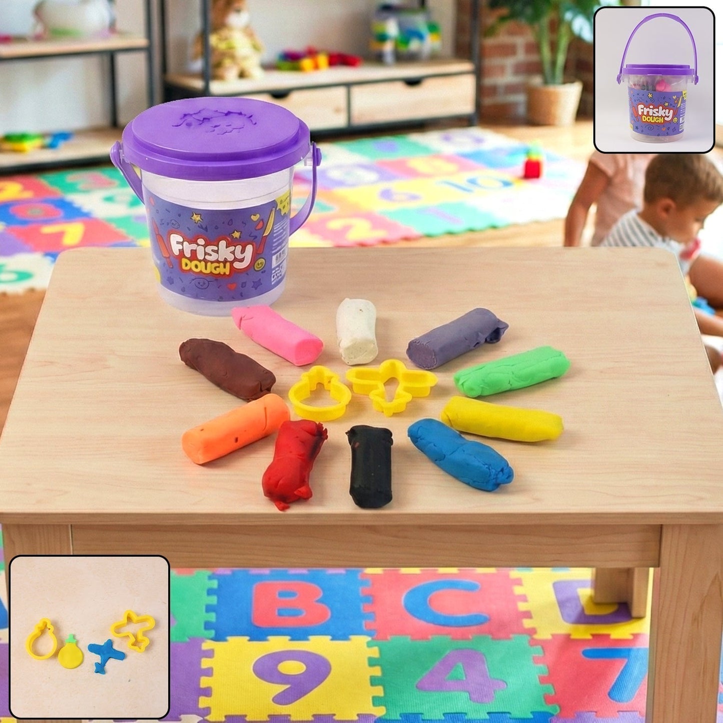 Frisky Dough Modelling Clay Set â€“ 12 Multicolor Dough Sticks with Shape Cutters