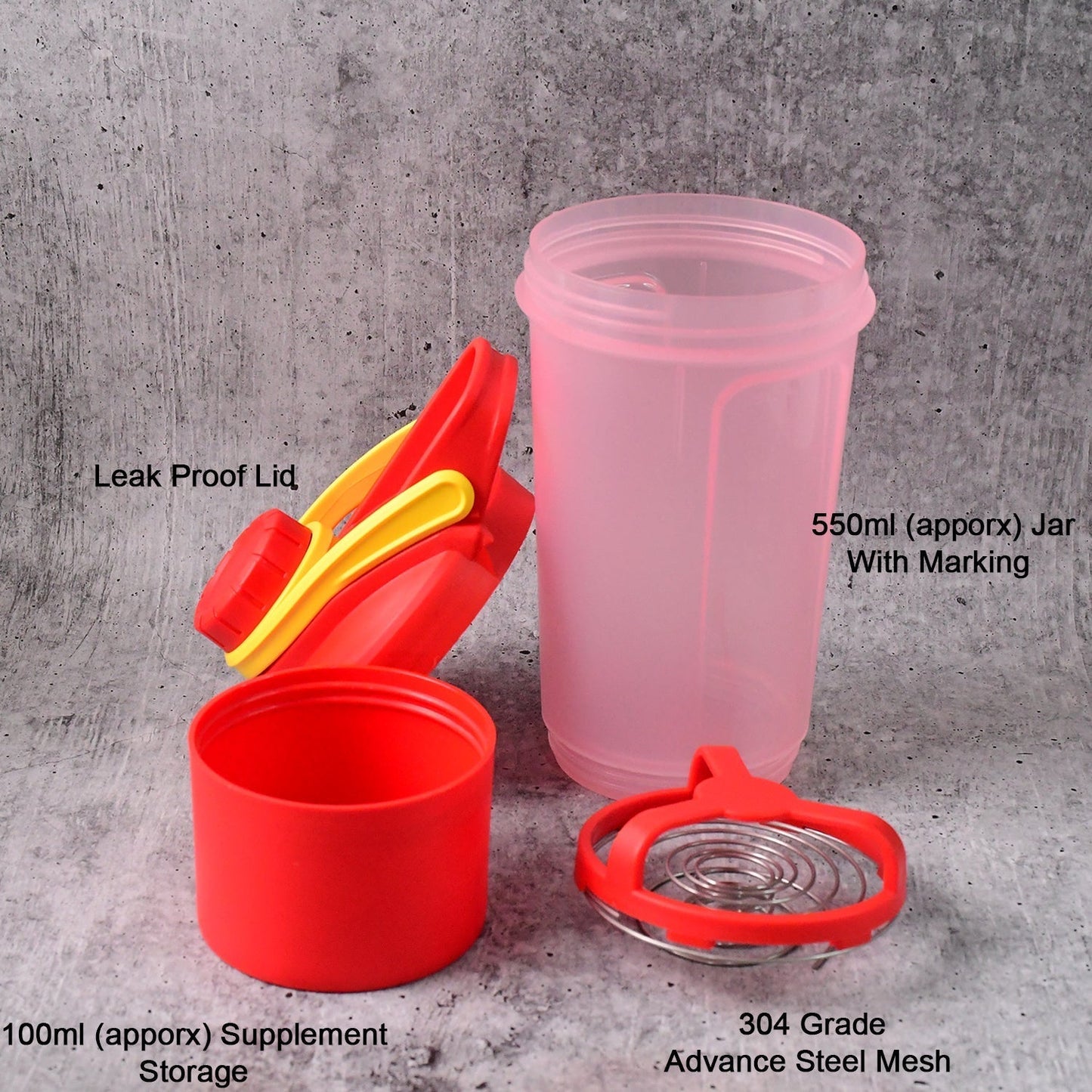 Supermom  Plastic Premium Booster Gym Shaker Bottle with Mixing Ball (550ml / 1 Pc)