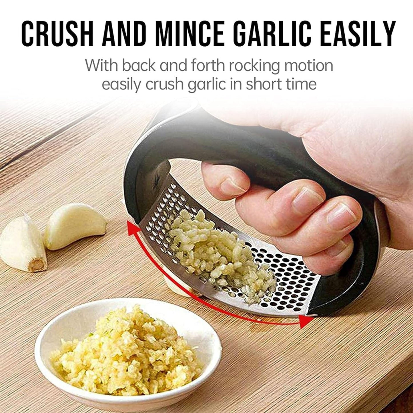 Heavy-Duty Garlic Press Tool with Spoon Set (2 Pc Set)