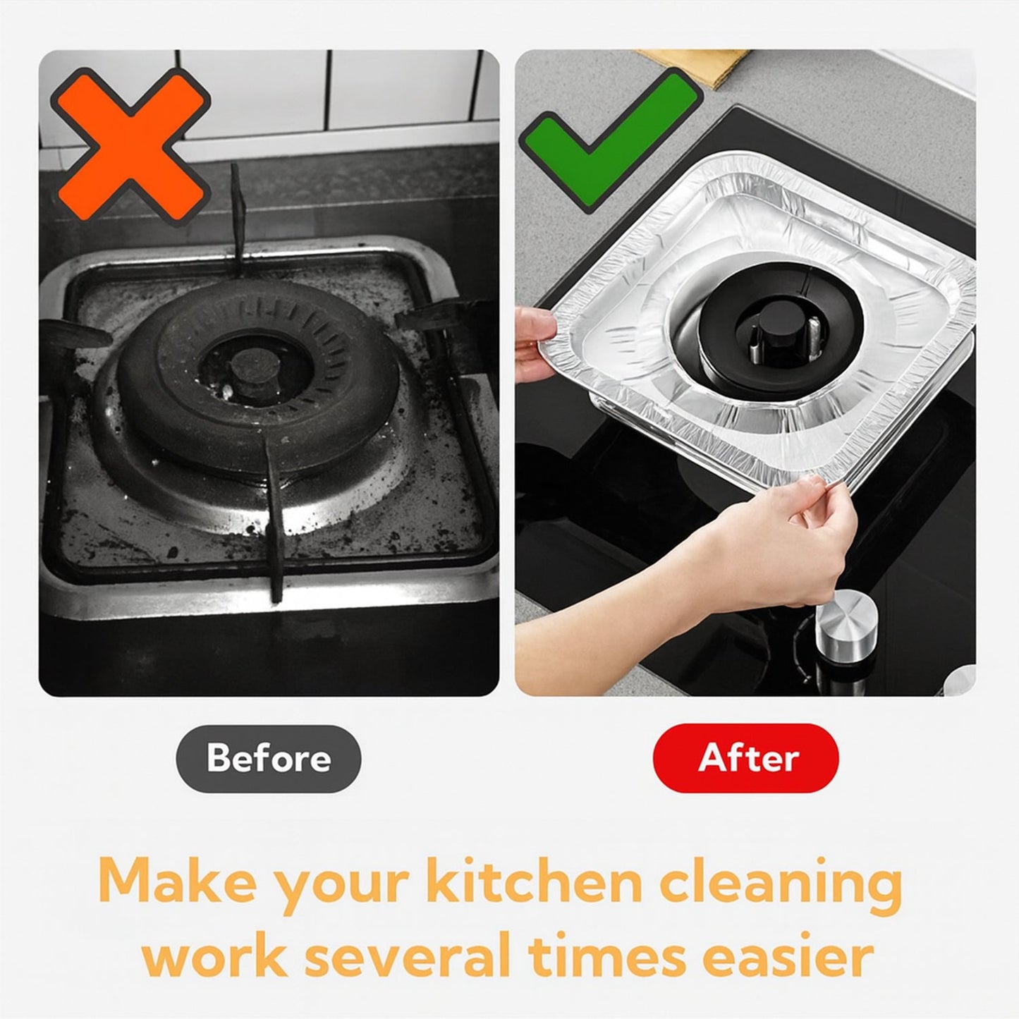 Aluminum Gas Stove Burner Protector Covers (10 Pc / 23x23 cm)