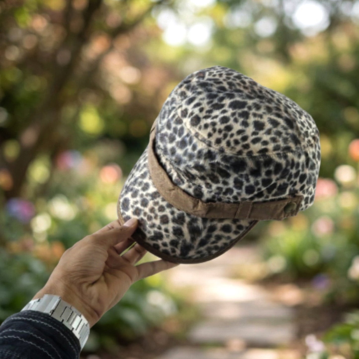 Stylish Leopard Print Military Style Cap (1 Pc)