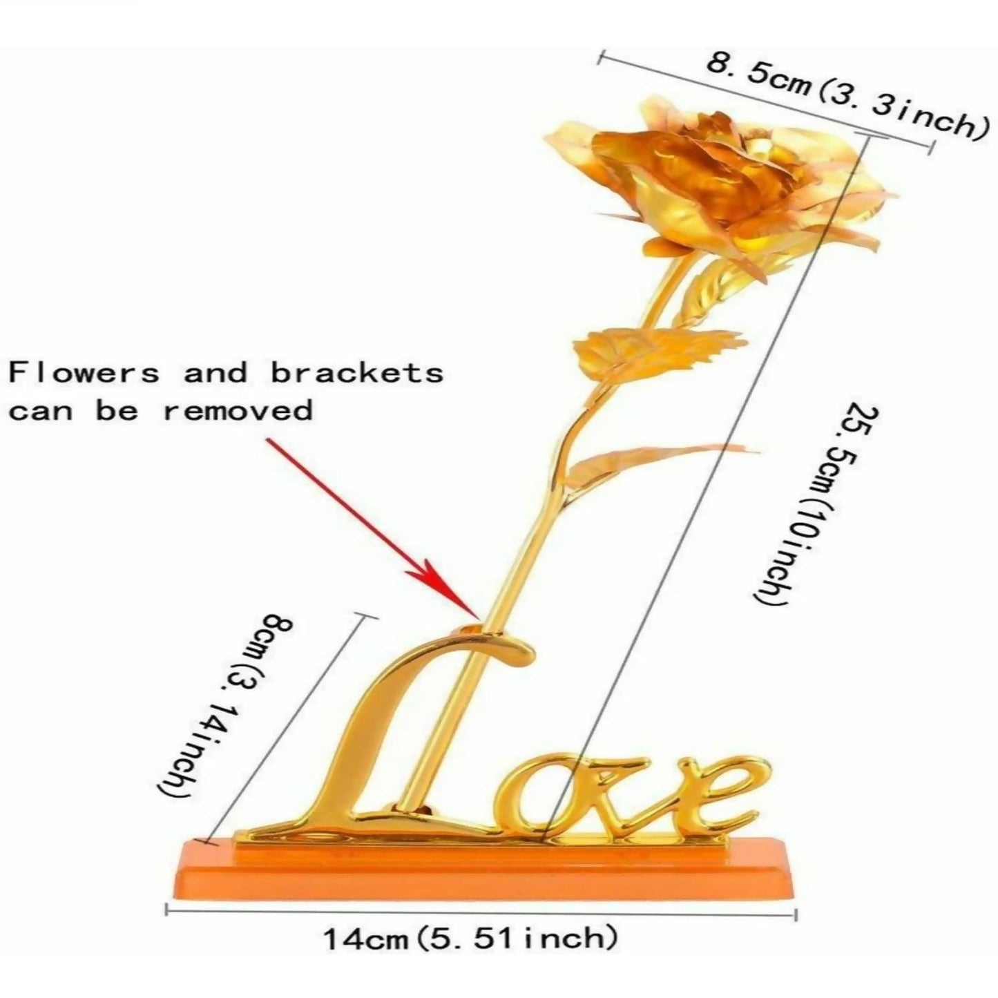 Premium LOVE Golden Rose Showpiece with Stand | 24K Gold Foil Artificial Rose with Love Base for Romantic Gifts | Ideal for Anniversary, Birthday, Valentineâ€™s Day, Proposal & Home Decor | Elegant Golden Decorative Rose