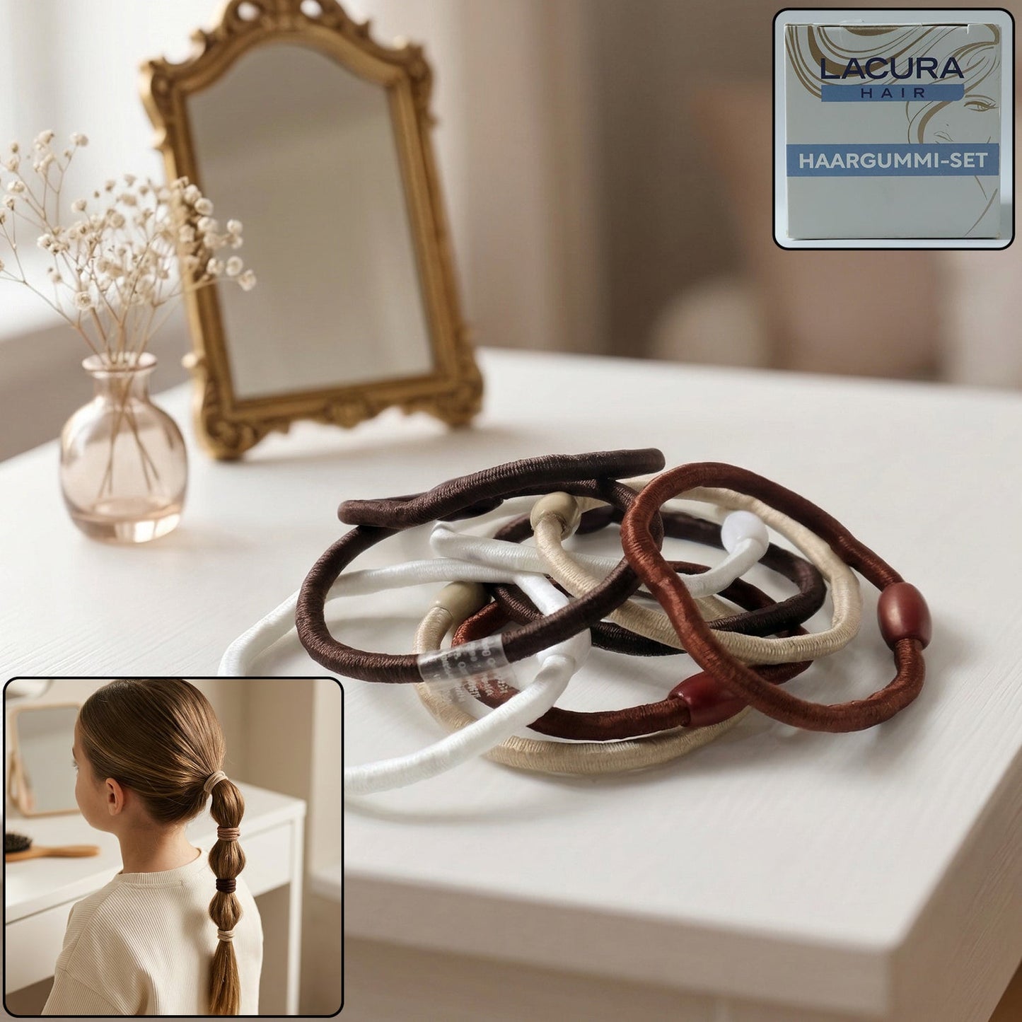 Soft Elastic Hair Rubber Bands Set (32 Pc Mix Color)