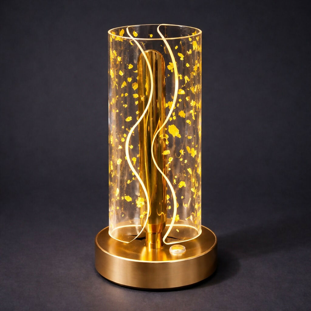 Crystal Glow LED Table Lamp with Elegant Gold Finish