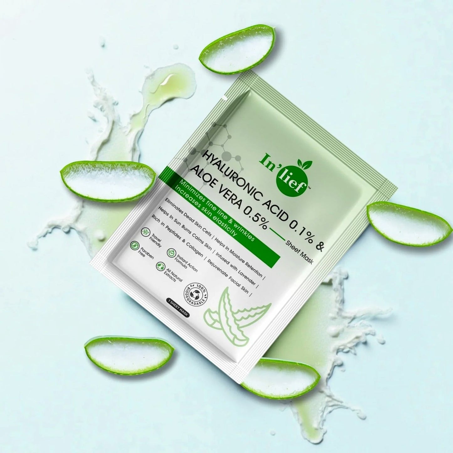Inâ€™lief Hyaluronic Acid 0.1% & Aloe Vera 0.5% Hydrating Facial mask (1 Pc)