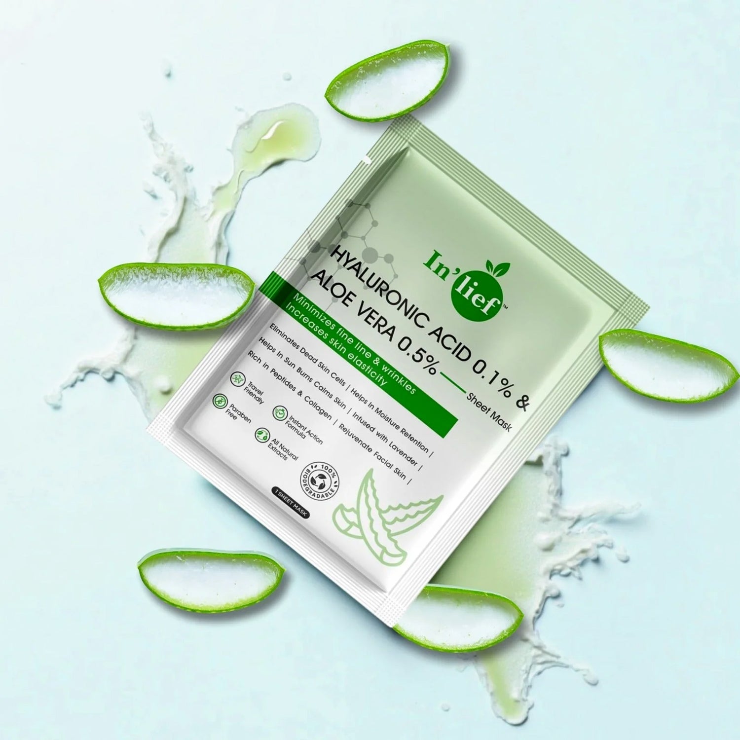 Inâ€™lief Hyaluronic Acid 0.1% & Aloe Vera 0.5% Hydrating Facial mask (1 Pc)