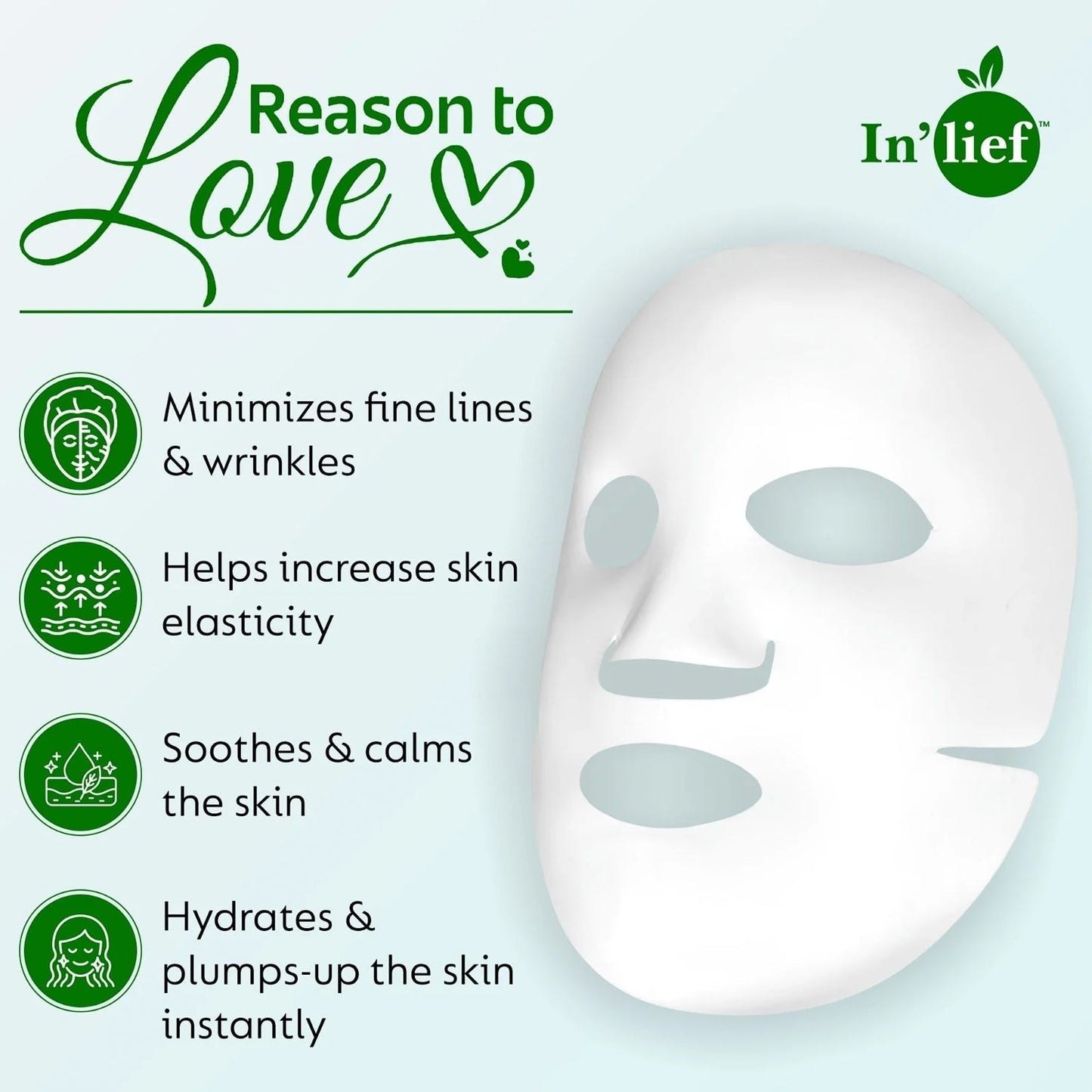 Inâ€™lief Hyaluronic Acid 0.1% & Aloe Vera 0.5% Hydrating Facial mask (1 Pc)