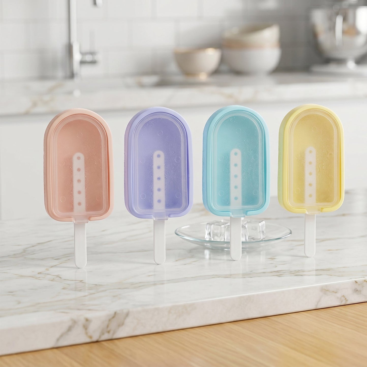 Premium Silicone Ice Cream Popsicle Mold Set 4 Pc