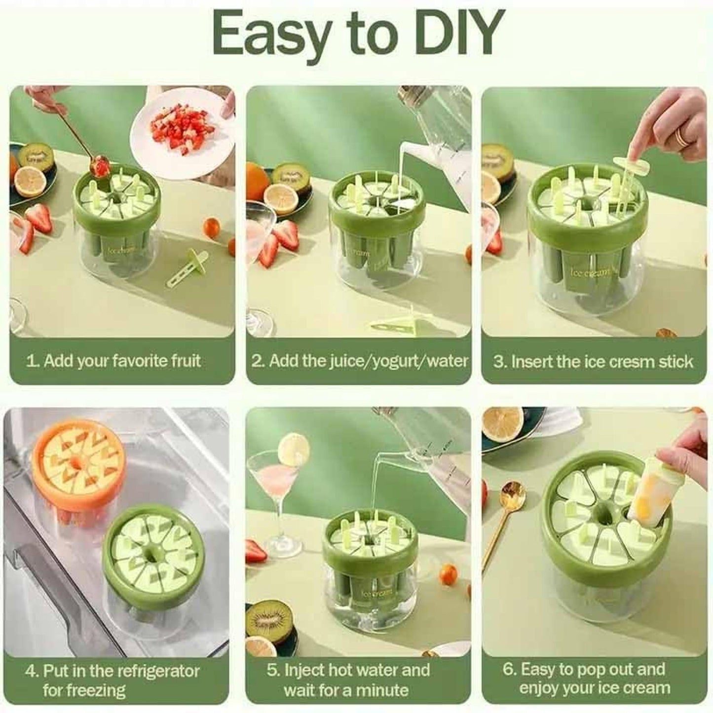 Plastic Ice Candy Maker 8 Mold Set