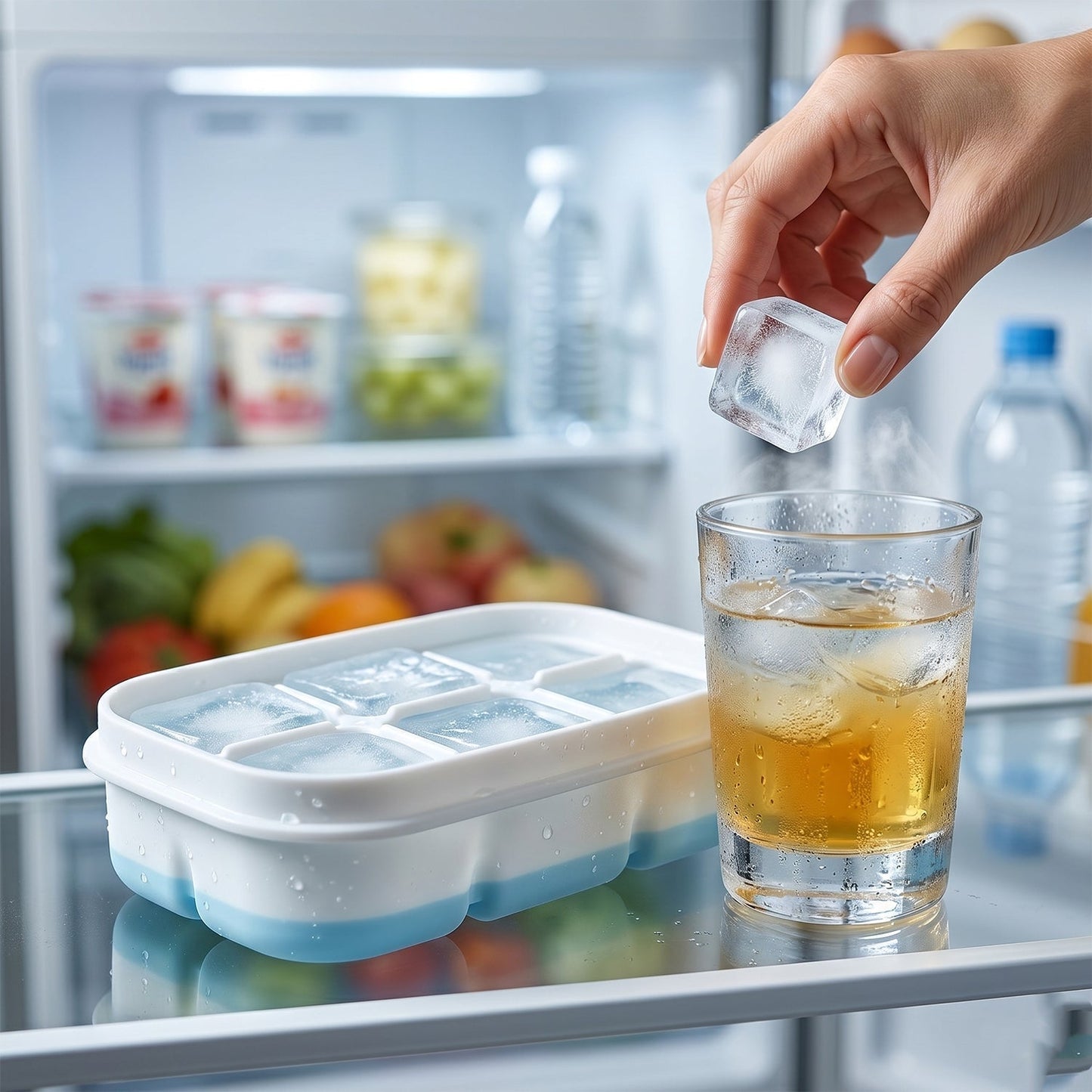 Mini Plastic 6 Cavity Ice Tray - Freeze & Fresh, Compact Ice Cube Tray