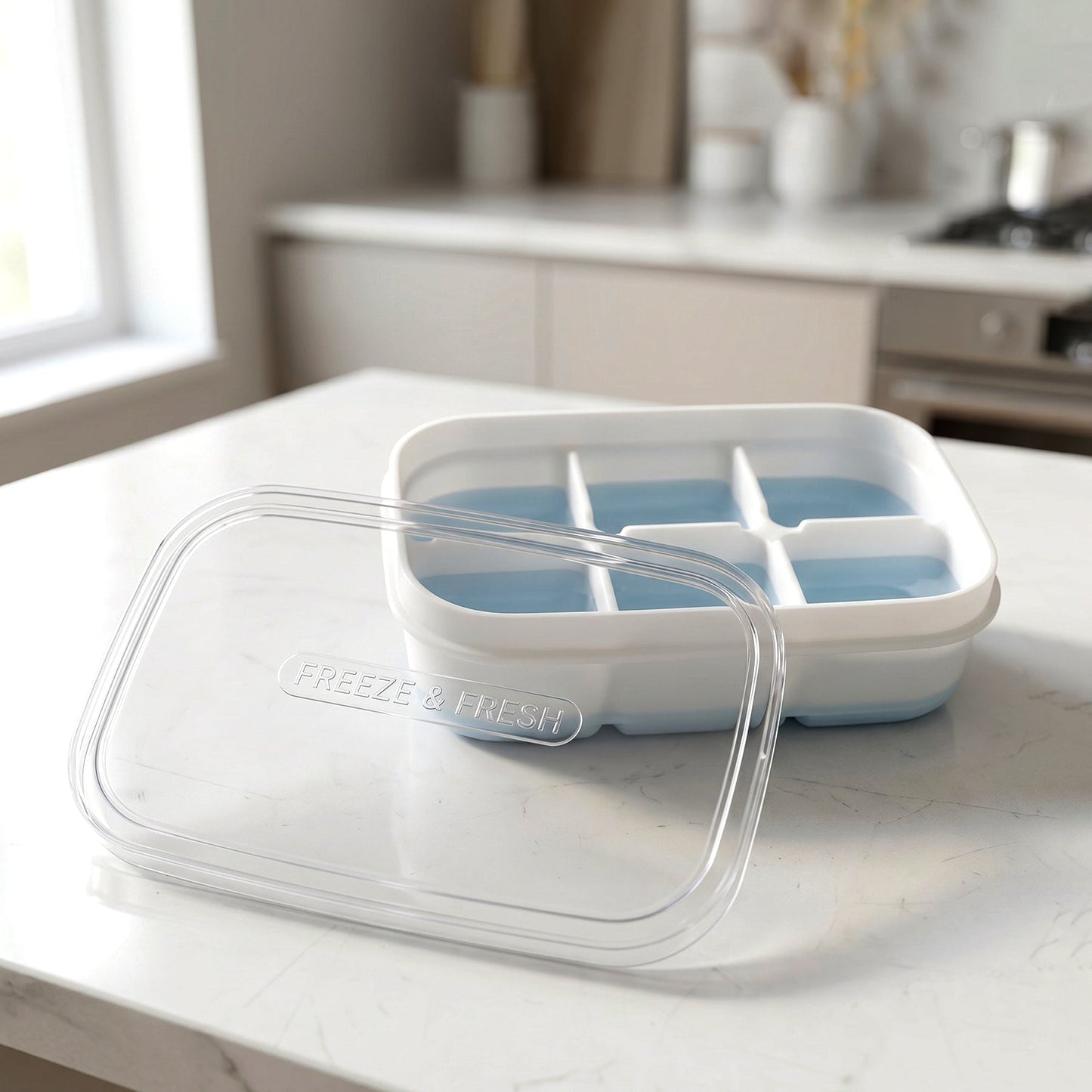 Mini Plastic 6 Cavity Ice Tray - Freeze & Fresh, Compact Ice Cube Tray