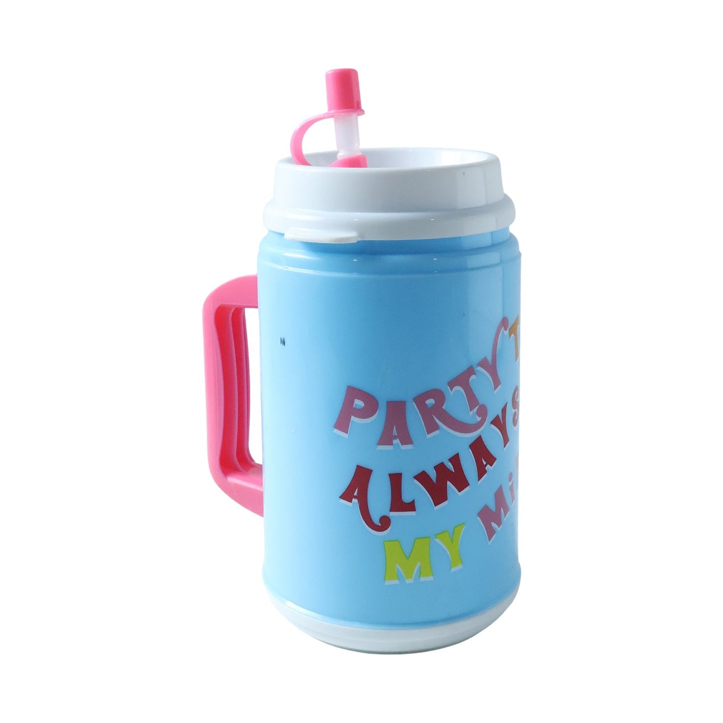 Big Plastic Insulated Mug With Straw 1 Pc 709 ML