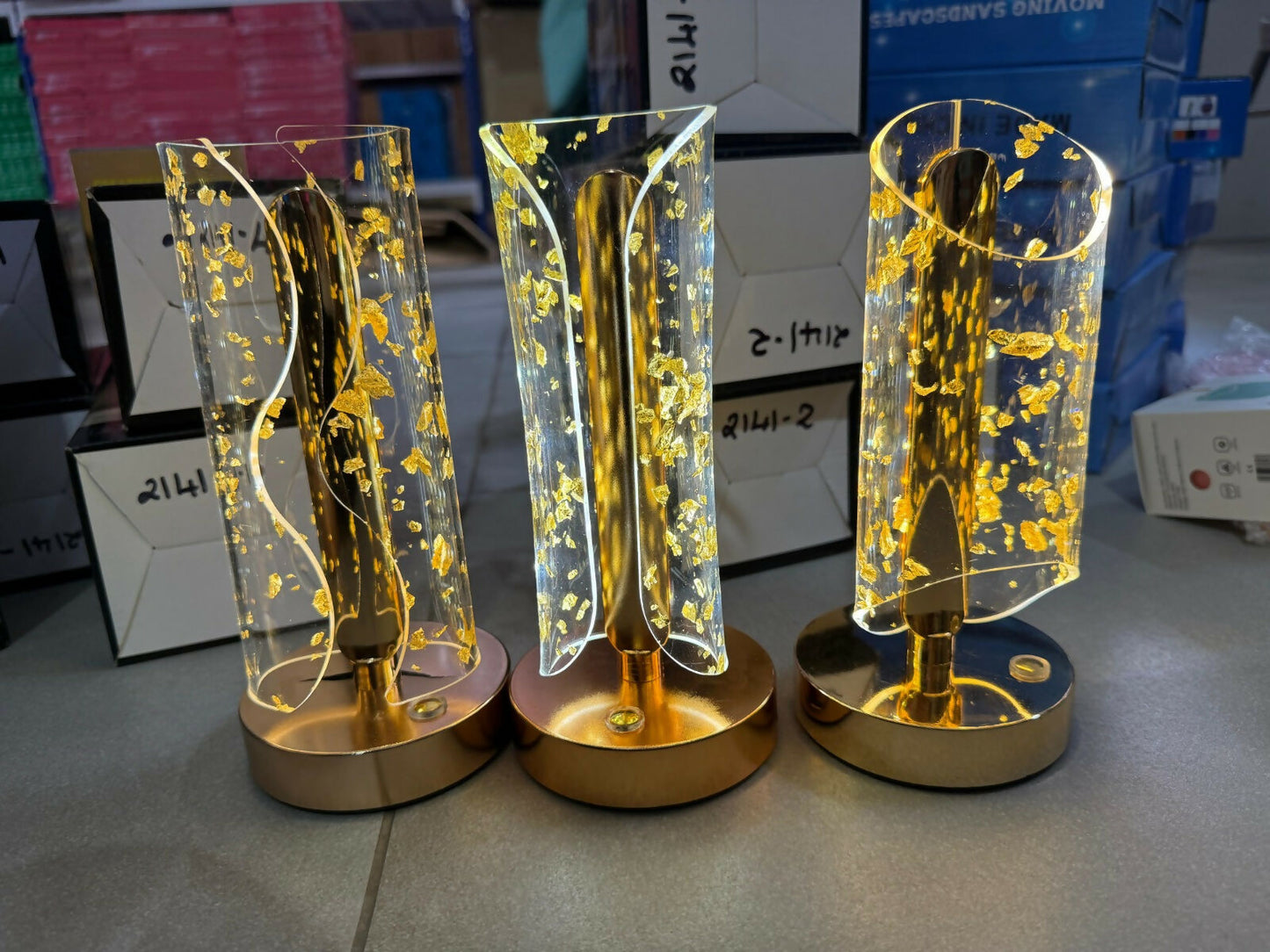Crystal Glow LED Table Lamp with Elegant Gold Finish