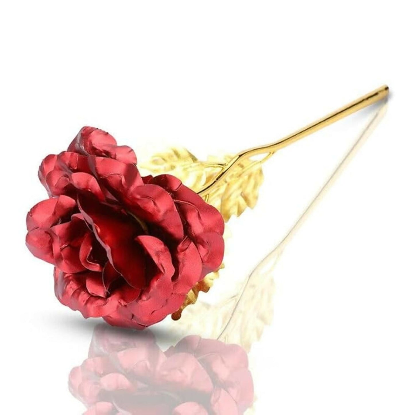 Luxury 24K Gold Plated Artificial Rose Set of 3 | Red & Gold Eternal Roses for Love Gift, Anniversary, Valentineâ€™s Day & Home DÃ©cor | Metal Stem Romantic Gifting Flower Set with Gift Box